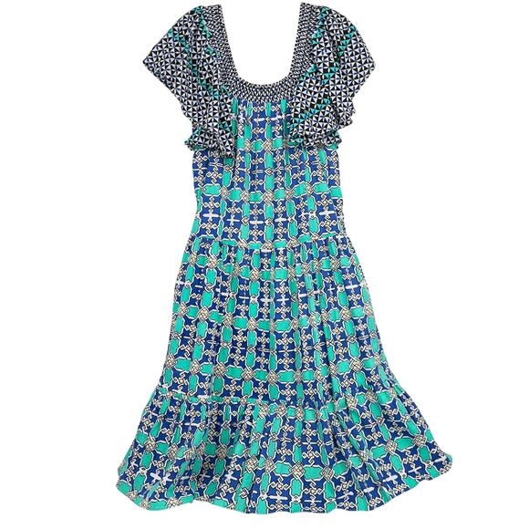Ro's Garden Jenna Midi Dress Flutter Sleeve Anthropologie Size Medium Summer - Picture 3 of 8